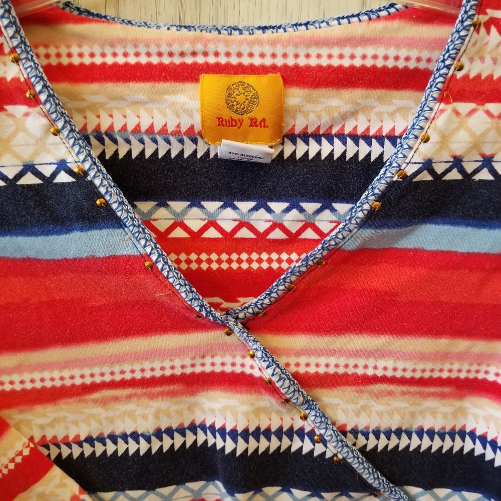 Ruby Rd. Women's Striped Wrap Cropped Top - Picture 5 of 6